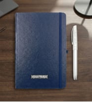 Kişiye Özel İsim Baskılı Defter & İsme Özel Gümüş Renk Roller Kalem (Mavi)