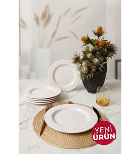 Beyaz İyonya Pasta Tabağı 22 Cm 6 Adet 006