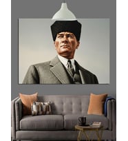 Mustafa Kemal Atatürk Portresi Dekoratif Kanvas - Mdf Ahşap Tablo