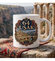 64 Uşak Blaundus Antik Kenti Ulubey Kanyonu Geleneksel Motifli Seramik Kupa