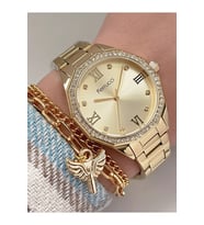 Ferrucci 1. Sınıf Çelik Sade Şık Kadın Kol Saat+Bileklik (Gold)