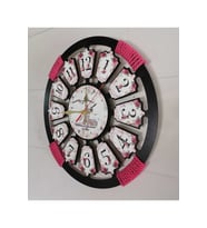 Bilge tasarım Ahşap Duvar Saati kırmızı Hasır Halat Detaylı 40 x 40 cm (Siyah)