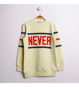 Toontoy Kız Çocuk Sweatshirt Never Baskı (Sarı)