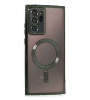 Newface Samsung Galaxy Note 20 Ultra Kılıf Kross Magneticsafe Kapak - Koyu Yeşil
