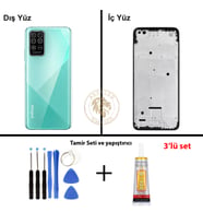 Infinix Note 8 Yeşil Uyumlu Lensli Orta Kasa + Yapıştırıcı ve Vida Seti Full Kasa Kapak Gövde