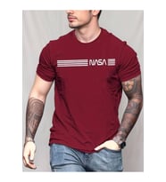 Erkek Kısa Kollu Nasa Baskı Basic Erkek T-shirt