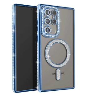 Newface Samsung Galaxy S23 Ultra Joke Simli Magneticsafe Kılıf - Mavi