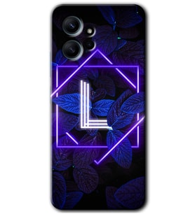 Redmi Note 12 4G Kılıf HD Desen Baskılı Kılıf - Dark Neon Yaprak L Harfi