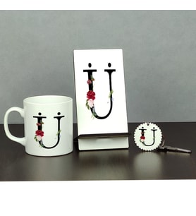 Ü Harfi Üçlü Set (Kupa + Telefon Standı + Anahtarlık)