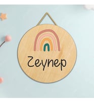 Kişiye Özel Ahşap Bebek Kapı Süsü,Gökkuşağı