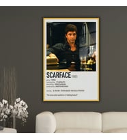 Metal Çerçeveli Temperli Cam Tablo Film Afişi Scarface 1983 (Gold)