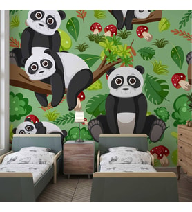 Panda Temalı Çocuk Odası Duvar Kağıdı Baskı