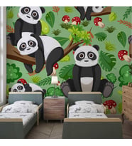 Panda Temalı Çocuk Odası Duvar Kağıdı Baskı