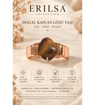 Sertifikalı Doğal Kaplan Gözü Taşı Yüzük Bakır Kasa Ayarlanabilir El İşçiliği