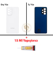 Samsung A53 Beyaz Arka Pil Kapağı Batarya Kapağı Lazer Kesim + B-7000 Yapıştırıcı