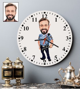 Kişiye Özel Polis Tasarımlı Karikatür Duvar Saati 119