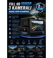 3 Kameralı Full HD DVR Araç Kamerası Gece Görüşlü