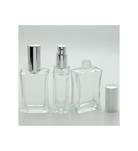PARFÜM ŞİŞESİ 50 ML (2 ADET) İÇBÜKEY GRİ METAL VALF VE KAPAK BOŞ ŞİŞE