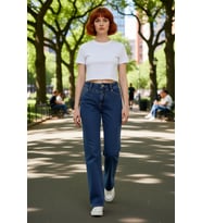 Kadın Moda Yüksek Bel Geniş Paça Denim Jean Pamuk Günlük Kombinler Hafta Sonu Dayanıklı Malzeme