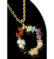 Sertifikalı Kırık Taşlı Model 7 Çakra Kolye - Jasper, Firuze, Ametist, Sitrin, Obsidyen, Amazonit, K (Çok Renkli)