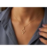 Kişiye Özel Minimal Şimşek Model Kolye 925K Gümüş (Gold)