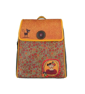 Frida Kahlo Figürlü Kapaklı Sırt Çantası Etnik Bohem Style - YEŞİL