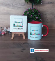 Laborant Dekoratif Taş, Kupa Bardak Kırmızı Hediye (Model 1)