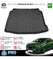 S-Dizayn Peugeot 308 3D Pro Bagaj Havuzu 2013-2021 A+ Kalite