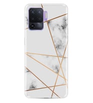Kılıfland Oppo Reno 5 Lite Kılıf Silikon Resimli Kapak White Marble Mermers With Triangle Stok 1195