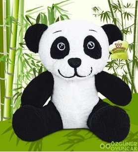 MAVİMSİ 20-25 cm  SEVİMLİ  PANDA  (%100 YERLİ ) (Siyah - Beyaz)