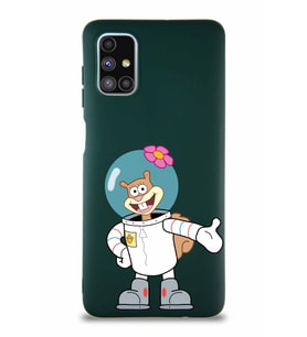 Samsung Galaxy M51 Soft Premier Kapak Sandy Tasarımlı Silikon Kılıf - Yeşil (Şeffaf)