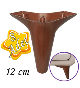 8 Adet Zelve 12 cm Ceviz Ahşap Desenli Lüx Mobilya Kanepe Sehpa Ünite Koltuk Ayağı Baza Ayak