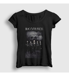 Presmono Kadın Siyah Skull Black Veil Brides T-Shirt 19063tt