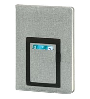 Kişiye Özel İsim Yazılı Telefon ve Kartlık Bölmeli Termo Deri Defter (Gri)