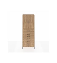 Arges Dolap 3 Raflı 5 Çekmeceli 4 Kapaklı 88x30x243 Çam-Çam