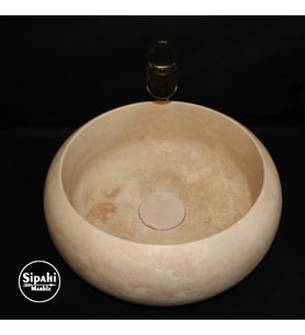 Sipahi Marble Traverten Gider Kapaklı Bombeli Dizayn Lavabo