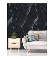 Dreamwall 3D Çatlak Mermer Desenli Silinebilir Tekstil Duvar Kağıdı (Siyah)