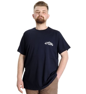 Mode XL Büyük Beden Erkek T-shirt VINTAGE 23144 Lacivert
