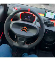 Citroën Ami Araca Özel Dikmeli Direksiyon Kılıfı (Nubuk Karbon Yüzüklü) (Karışık)