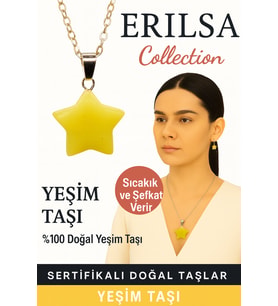 Sertifikalı Yıldız Model Yeşim Doğal Taş Kolye – Şifa Uyum ve Şefkat Taşı (Çok Renkli)