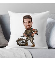 Kişiye Özel Asker Karikatürlü Yastık