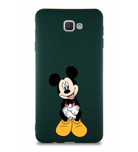 Samsung Galaxy J7 Prime 2 Soft Premier Kapak Mickey Mouse-A Tasarımlı Silikon Kılıf - Yeşil (Şeffaf)