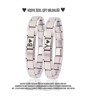 Çiftlere Özel Harf Yazılı İtalyan Charm Çelik Bileklik Sevgiliye Hediye- Çift Bilekliği (2 ADET) Anneler Günü Sticker Anneye Hediye Anneler Gününe Özel