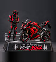 Ride Soul Erkek Motosikletçi Figürü Kırmızı Siyah Diorama 3D Baskı Motor Hediyesi