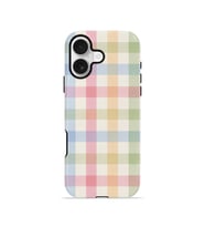 iPhone 16 Plus Vorian Çift Katmanlı Kılıf Pastel Gingham