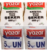 Yazar Kristal Toz Şeker 2 x 5 KG + Yazar Pastalık Böreklik Un 2 x 5 KG