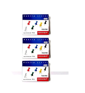 Harita Çivisi Pano İğnesi Mimaks Renkli Harita Çivisi 3 Paket (Karışık)