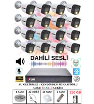 FURY 16 LI Sesli Gece Renkli Görüş Güvenlik Kamerası Su Geçirmez Güvenlik Kamerası Seti 250GB