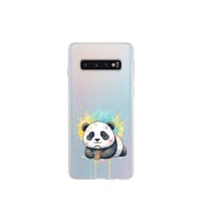 Samsung Galaxy S10 ile Uyumlu Splash Panda Tasarımlı Şeffaf Silikon Kılıf