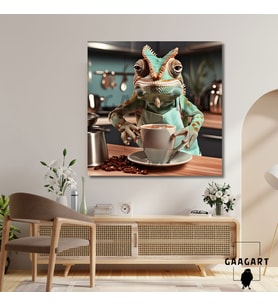 Kare Kanvas Kahve Köşesi Cafe Tablosu Barista Bukalemun